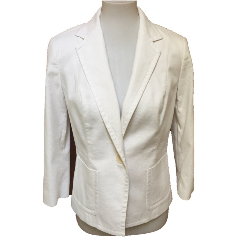 Talbots White Cotton One Button Blazer Size 6